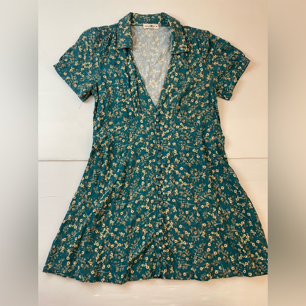 NATURAL LIFE Teal Floral Mini Dress